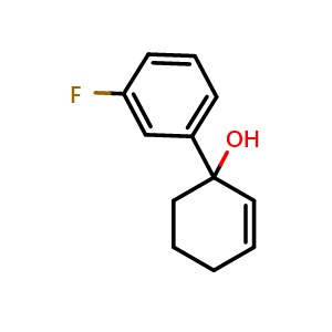 Chemical structure of 1-(3-Fluorophenyl)-2-cyclohexen-1-ol , CAS 1598903-28-6, AChemBlock AD293765