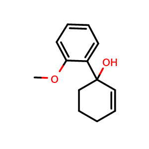 Chemical structure of 1-(2-Methoxyphenyl)-2-cyclohexen-1-ol , CAS 1598290-26-6, AChemBlock AD293766