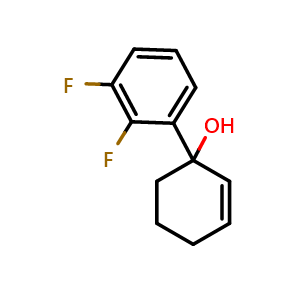 Chemical structure of 1-(2,3-Difluorophenyl)-2-cyclohexen-1-ol , CAS 1602656-54-1, AChemBlock AD293771