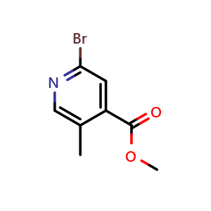Chemical structure of Methyl 2-bromo-5-methyl-4-pyridinecarboxylate , CAS 1227575-00-9, AChemBlock AD293795