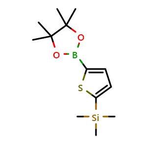 Chemical structure of 4,4,5,5-Tetramethyl-2-[5-(trimethylsilyl)-2-thienyl]-1,3,2-dioxaborolane , CAS 942070-36-2, AChemBlock AD293798