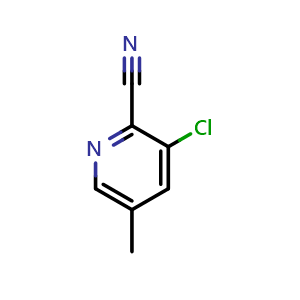 Chemical structure of 3-Chloro-5-methyl-2-pyridinecarbonitrile , CAS 1211518-69-2, AChemBlock AD293806