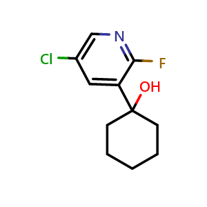Chemical structure of 1-(5-chloro-2-fluoropyridin-3-yl)cyclohexanol , CAS 2969347-63-3, AChemBlock AD293810