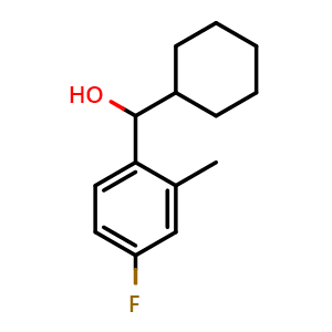 Chemical structure of cyclohexyl(4-fluoro-2-methylphenyl)methanol , CAS 1343179-20-3, AChemBlock AD293816