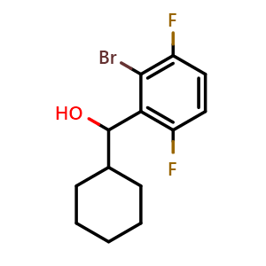 Chemical structure of (2-bromo-3,6-difluorophenyl)(cyclohexyl)methanol , CAS 2969389-51-1, AChemBlock AD293819