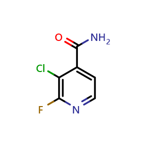 Chemical structure of 3-chloro-2-fluoroisonicotinamide , CAS 2969366-24-1, AChemBlock AD293824