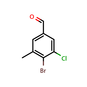 Chemical structure of 4-Bromo-3-chloro-5-methylbenzaldehyde , CAS 1416351-74-0, AChemBlock AD293825