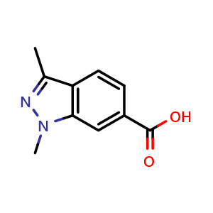 Chemical structure of 1,3-dimethyl-1H-indazole-6-carboxylic acid , CAS 1031417-88-5, AChemBlock AD293832