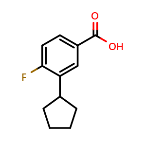 Chemical structure of 3-cyclopentyl-4-fluorobenzoic acid , CAS 1503572-14-2, AChemBlock AD293834