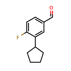 Chemical structure of 3-cyclopentyl-4-fluorobenzaldehyde , CAS 2969357-91-1, AChemBlock AD293835