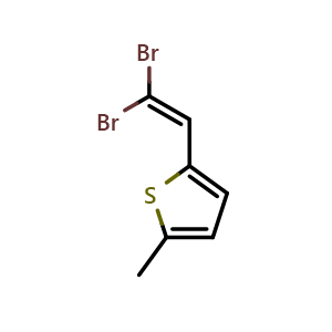 Chemical structure of 2-(2,2-dibromovinyl)-5-methylthiophene , CAS 81294-08-8, AChemBlock AD293843
