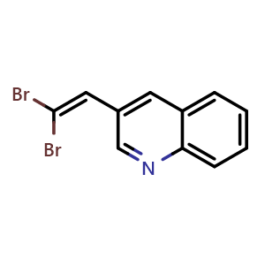 Chemical structure of 3-(2,2-dibromovinyl)quinoline , CAS 1057216-82-6, AChemBlock AD293845