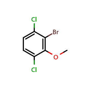 Chemical structure of 2-bromo-1,4-dichloro-3-methoxybenzene , CAS 174913-14-5, AChemBlock AD293849