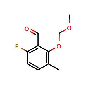 Chemical structure of 6-Fluoro-3-methyl-2-[[(methyloxy)methyl]oxy]benzaldehyde , CAS 1067225-50-6, AChemBlock AD293851
