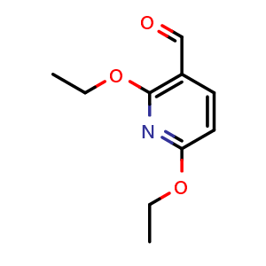 Chemical structure of 2,6-diethoxynicotinaldehyde , CAS 70445-81-7, AChemBlock AD293853