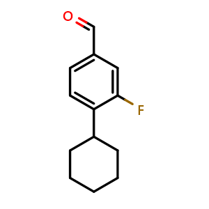 Chemical structure of 4-cyclohexyl-3-fluorobenzaldehyde , CAS 1553946-12-5, AChemBlock AD293855