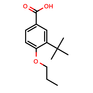 Chemical structure of 3-(tert-butyl)-4-propoxybenzoic acid , CAS 1310315-09-3, AChemBlock AD293865