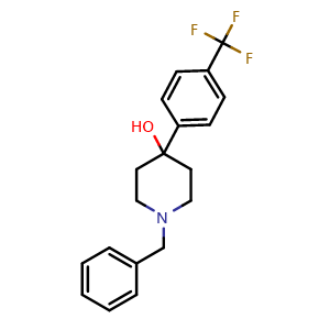 Chemical structure of 1-(Phenylmethyl)-4-[4-(trifluoromethyl)phenyl]-4-piperidinol , CAS 58778-51-1, AChemBlock AD293879