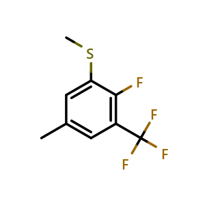 Chemical structure of 2-Fluoro-5-methyl-1-(methylthio)-3-(trifluoromethyl)benzene , CAS 2705941-80-4, AChemBlock AD293883