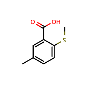 Chemical structure of 5-Methyl-2-(methylthio)benzoic acid , CAS 24852-74-2, AChemBlock AD293884