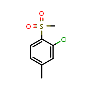 Chemical structure of 2-Chloro-4-methyl-1-(methylsulfonyl)benzene , CAS 180297-53-4, AChemBlock AD293885