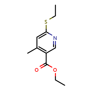 Chemical structure of Ethyl 6-(ethylthio)-4-methyl-3-pyridinecarboxylate , CAS 10023-72-0, AChemBlock AD293889