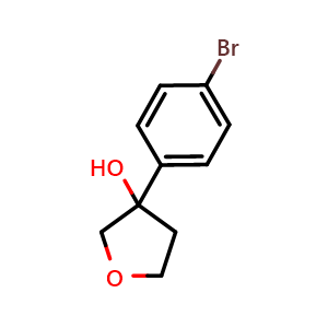 Chemical structure of 3-(4-bromophenyl)tetrahydrofuran-3-ol , CAS 1781048-14-3, AChemBlock AD293904