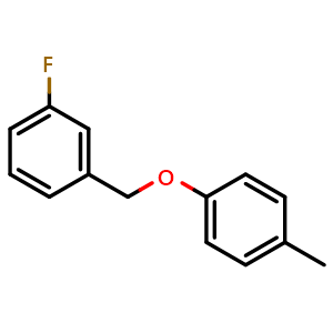 Chemical structure of 1-fluoro-3-((p-tolyloxy)methyl)benzene , CAS 1205608-96-3, AChemBlock AD293905