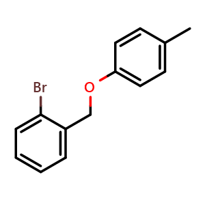 Chemical structure of 1-Bromo-2-((p-tolyloxy)methyl)benzene , CAS 6279-34-1, AChemBlock AD293906
