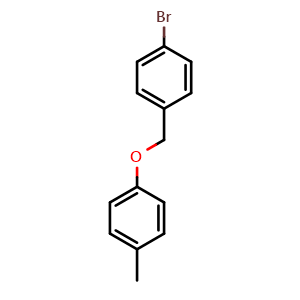 Chemical structure of 1-bromo-4-((p-tolyloxy)methyl)benzene , CAS 6279-08-9, AChemBlock AD293907