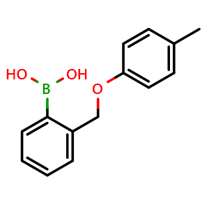 Chemical structure of (2-((p-tolyloxy)methyl)phenyl)boronic acid , CAS 1334214-67-3, AChemBlock AD293908