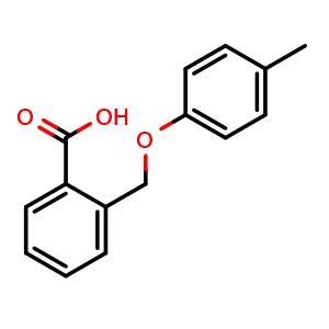 Chemical structure of 2-((p-tolyloxy)methyl)benzoic acid , CAS 728-97-2, AChemBlock AD293909