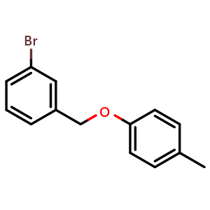 Chemical structure of 1-bromo-3-((p-tolyloxy)methyl)benzene , CAS 5422-46-8, AChemBlock AD293910