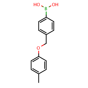 Chemical structure of (4-((p-tolyloxy)methyl)phenyl)boronic acid , CAS 1332504-34-3, AChemBlock AD293915