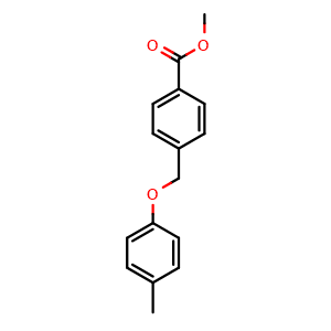 Chemical structure of methyl 4-((p-tolyloxy)methyl)benzoate , CAS 865255-18-1, AChemBlock AD293918