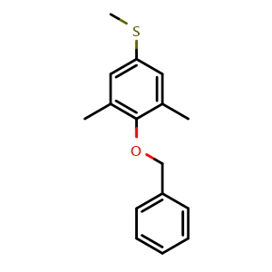 Chemical structure of (4-(benzyloxy)-3,5-dimethylphenyl)(methyl)sulfane , CAS 2969426-75-1, AChemBlock AD293920