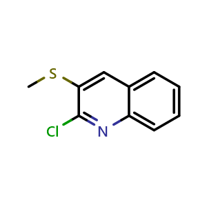 Chemical structure of 2-chloro-3-(methylthio)quinoline , CAS 68844-40-6, AChemBlock AD293921