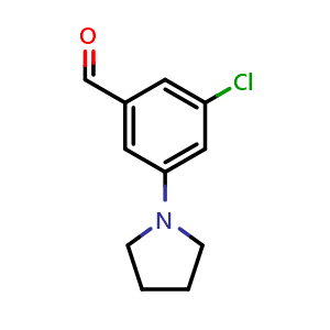 Chemical structure of 3-chloro-5-(pyrrolidin-1-yl)benzaldehyde , CAS 2098270-82-5, AChemBlock AD293924