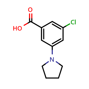 Chemical structure of 3-chloro-5-(pyrrolidin-1-yl)benzoic acid , CAS 1519611-46-1, AChemBlock AD293925