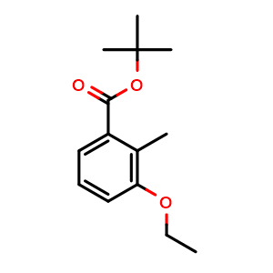 Chemical structure of tert-butyl 3-ethoxy-2-methylbenzoate , CAS 2969346-20-9, AChemBlock AD293929