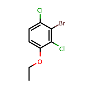 Chemical structure of 2-bromo-1,3-dichloro-4-ethoxybenzene , CAS 2167936-92-5, AChemBlock AD293940