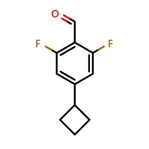 Chemical structure of 4-cyclobutyl-2,6-difluorobenzaldehyde , CAS 2969347-17-7, AChemBlock AD293943