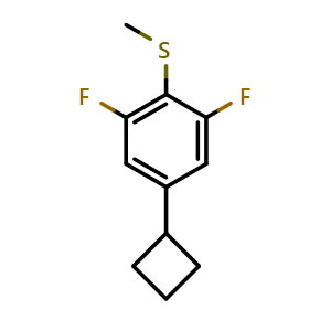 Chemical structure of (4-cyclobutyl-2,6-difluorophenyl)(methyl)sulfane , CAS 2969364-35-8, AChemBlock AD293944
