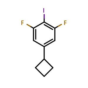 Chemical structure of 5-cyclobutyl-1,3-difluoro-2-iodobenzene , CAS 2969428-55-3, AChemBlock AD293945