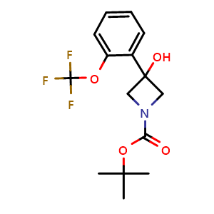 Chemical structure of tert-butyl 3-hydroxy-3-[2-(trifluoromethoxy)phenyl]azetidine-1-carboxylate , CAS 1609671-84-2, AChemBlock AD293955