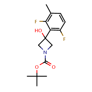 Chemical structure of tert-butyl 3-(2,6-difluoro-3-methylphenyl)-3-hydroxyazetidine-1-carboxylate , CAS 1551509-92-2, AChemBlock AD293975