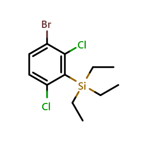 Chemical structure of 1-Bromo-2,4-dichloro-3-(triethylsilyl)benzene , CAS 802984-55-0, AChemBlock AD294005