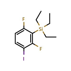 Chemical structure of 1,3-Difluoro-4-iodo-2-(triethylsilyl)benzene , CAS 2185517-67-1, AChemBlock AD294006