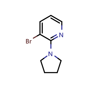 Chemical structure of 3-Bromo-2-(pyrrolidin-1-yl)pyridine , CAS 1150561-84-4, AChemBlock AD294010