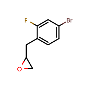 Chemical structure of 2-[(4-Bromo-2-fluorophenyl)methyl]oxirane , CAS 2228313-16-2, AChemBlock AD294014
